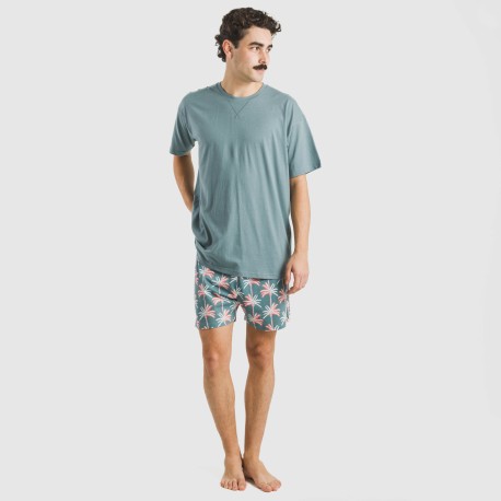 Pijama corto algodón hombre Creta verde francés