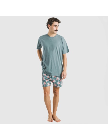 Pijama corto algodón hombre Creta verde francés