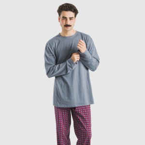 Pijama largo algodón hombre Gladiolo indigo