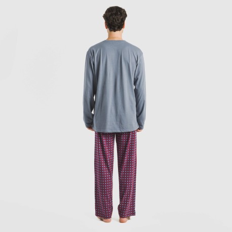 Pijama largo algodón hombre Gladiolo indigo