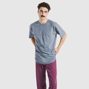 Pijama largo manga corta algodón hombre Gladiolo indigo