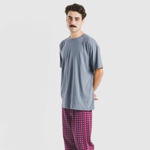 Pijama largo manga corta algodón hombre Gladiolo indigo 2