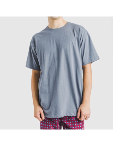 Pijama largo manga corta algodón hombre Gladiolo indigo
