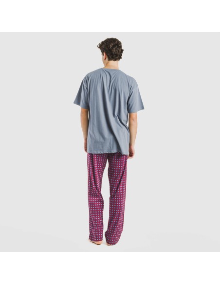 Pijama largo manga corta algodón hombre Gladiolo indigo