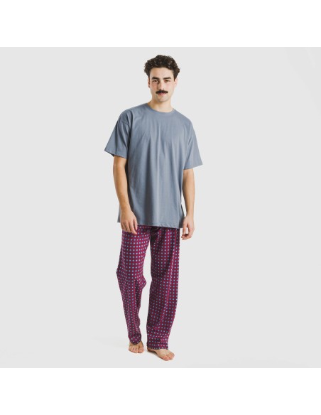Pijama largo manga corta algodón hombre Gladiolo indigo