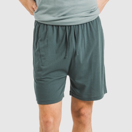 Pijama corto hombre con botones verde azul claro - oscuro