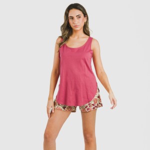 Pijama corto algodón Venus marsala