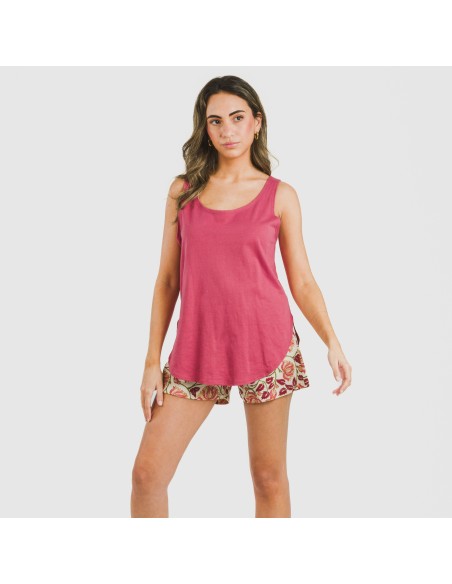 Pijama corto algodón Venus marsala