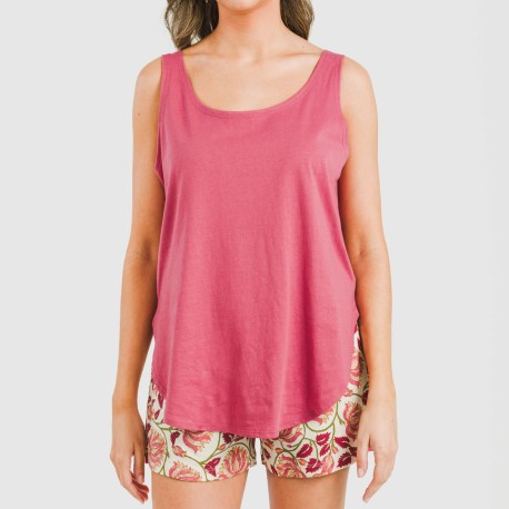 Pijama corto algodón Venus marsala