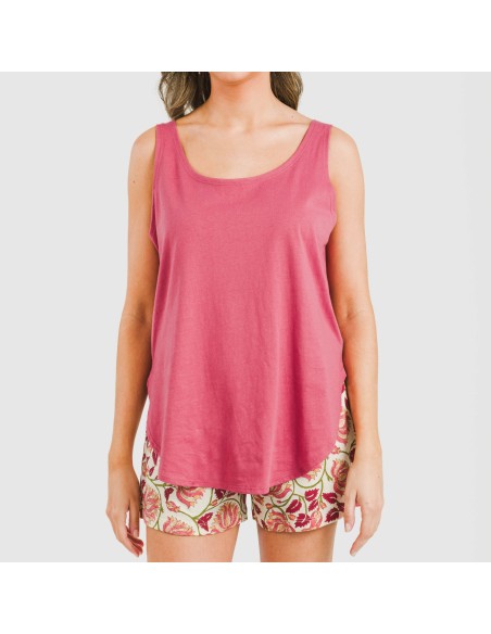 Pijama corto algodón Venus marsala