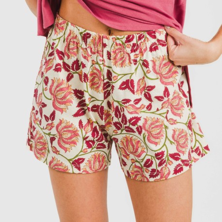 Pijama corto algodón Venus marsala