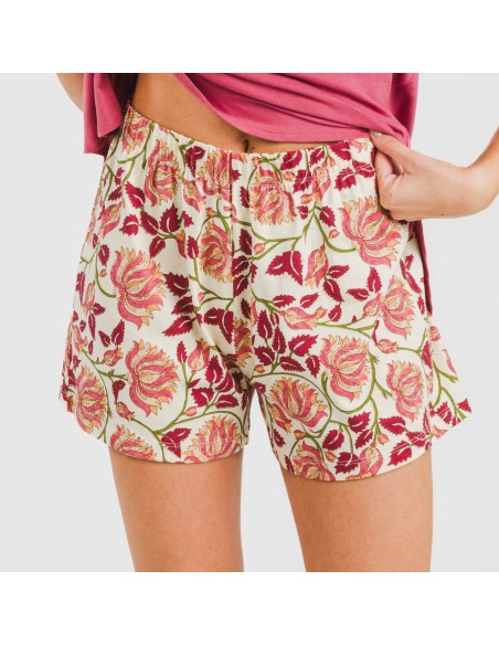 Pijama corto algodón Venus marsala
