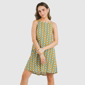 Vestido corto tirantes crepe Naya agua marina