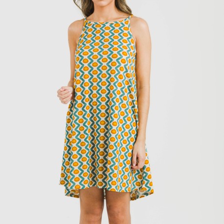 Vestido corto tirantes crepe Naya agua marina