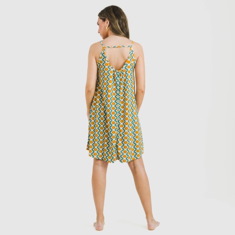 Vestido corto tirantes crepe Naya agua marina