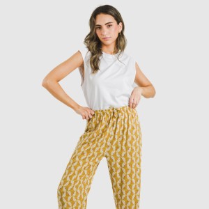 Pantalón viscosa Calsita mostaza