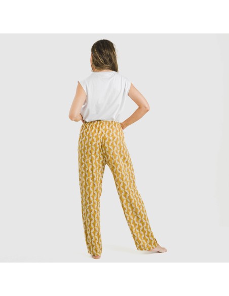 Pantalón viscosa Calsita mostaza