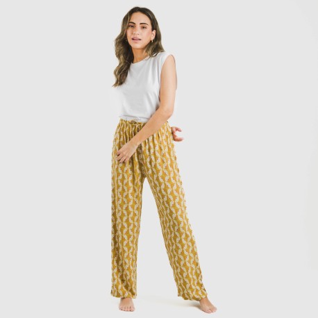 Pantalón viscosa Calsita mostaza