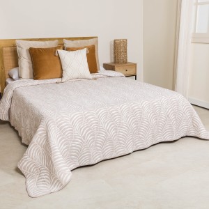 Colcha doble tela jacquard Liri topo