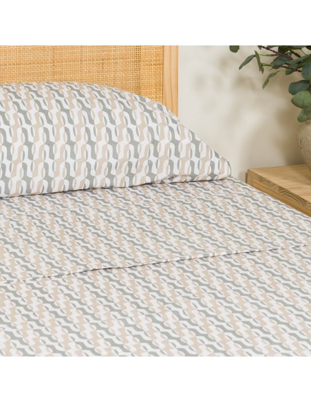 Juego de sábanas algodón Peris verde seco