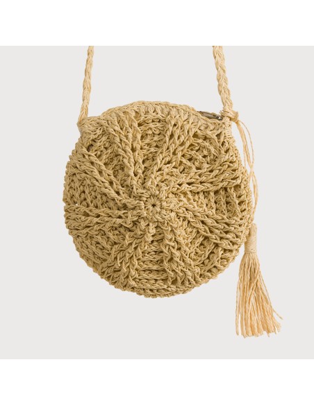 Bolso redondo rafia natural