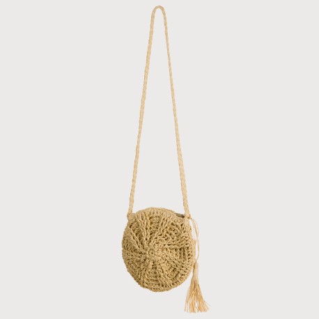 Bolso redondo rafia natural