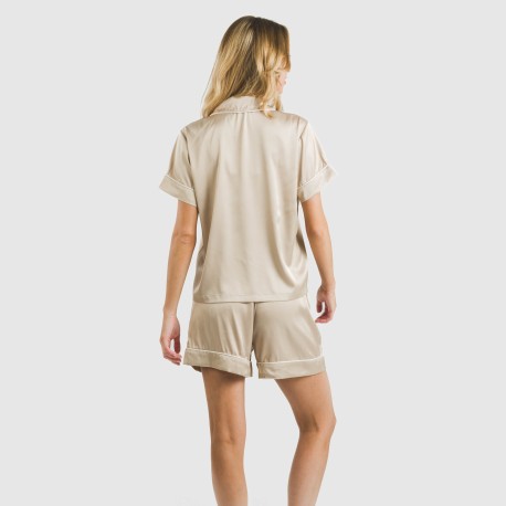 Pijama corto de manga corta satén Friday liso