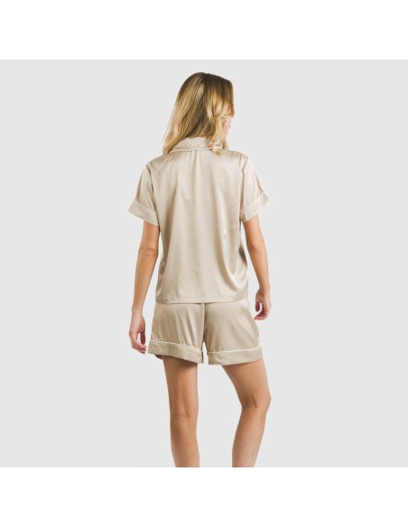 Pijama corto de manga corta satén Friday liso