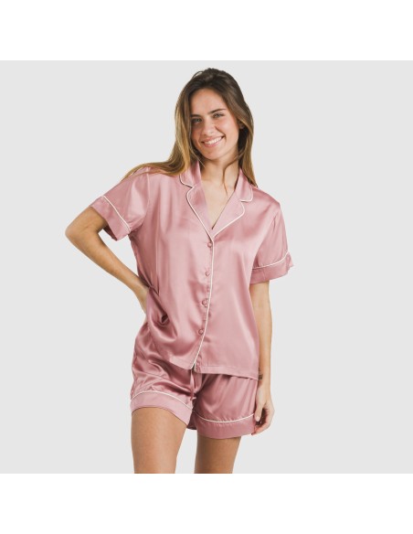 Pijama corto de manga corta satén Friday liso
