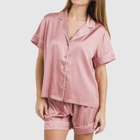 Pijama corto de manga corta satén Friday liso