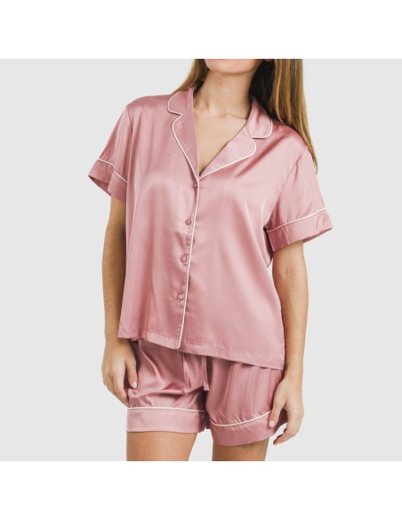 Pijama corto de manga corta satén Friday liso