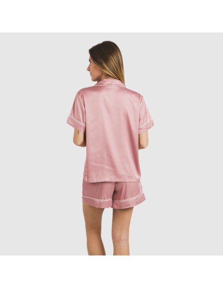 Pijama corto de manga corta satén Friday liso