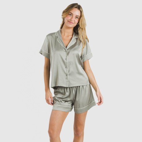 Pijama corto de manga corta satén Friday liso