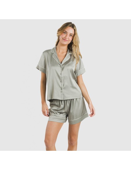 Pijama corto de manga corta satén Friday liso