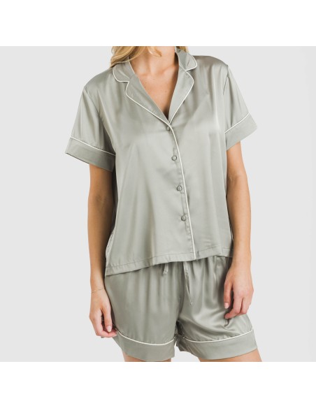 Pijama corto de manga corta satén Friday liso