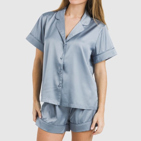 Pijama corto de manga corta satén Friday liso