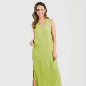 Vestido largo tirantes bambula liso