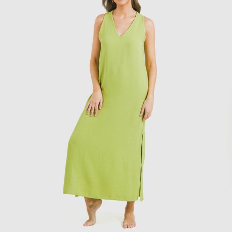 Vestido largo tirantes bambula liso