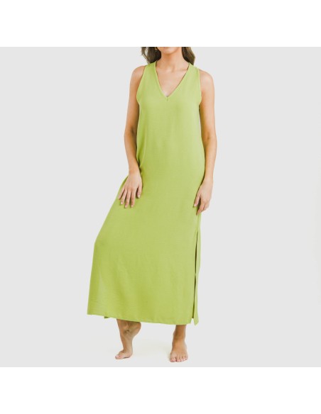 Vestido largo tirantes bambula liso