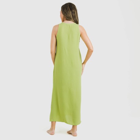 Vestido largo tirantes bambula liso