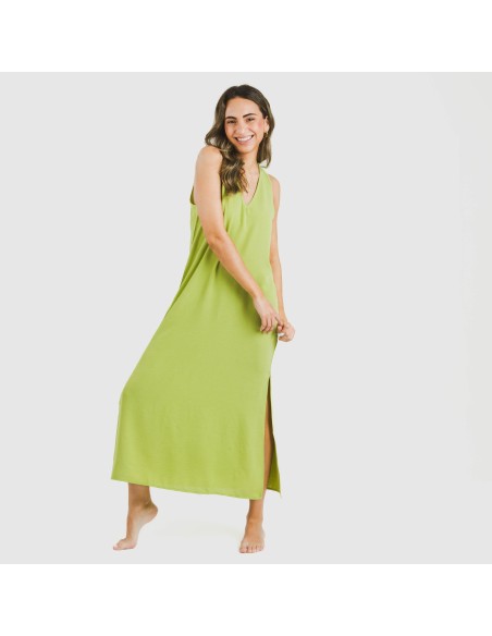 Vestido largo tirantes bambula liso