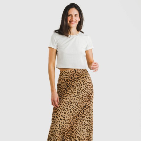 Falda  midi viscosa bambula Leo