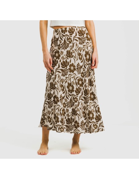 Falda midi viscosa bambula Alexis marrón