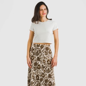 Falda midi viscosa bambula Alexis marrón 2