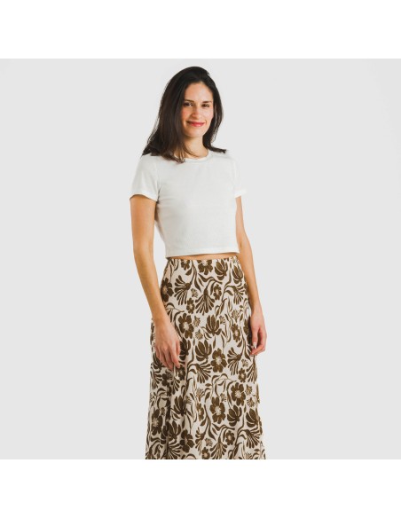 Falda midi viscosa bambula Alexis marrón