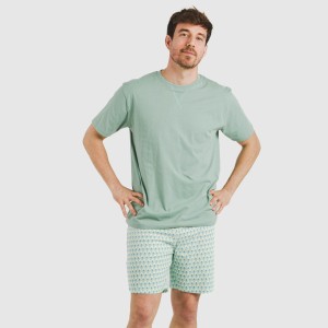 Pijama corto algodón hombre Olimpo verde francés 2