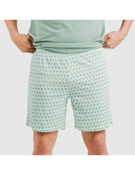 Pijama corto algodón hombre Olimpo verde francés