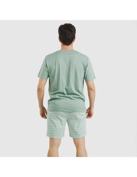 Pijama corto algodón hombre Olimpo verde francés