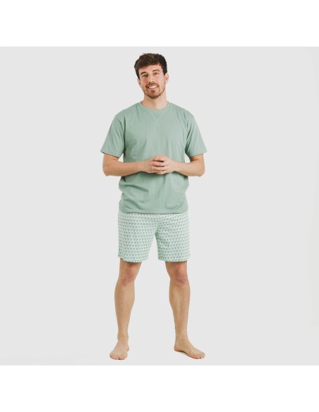 Pijama corto algodón hombre Olimpo verde francés