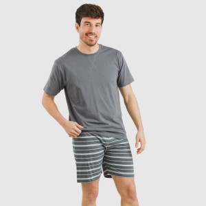 Pijama corto algodón hombre Raya Gastur indigo